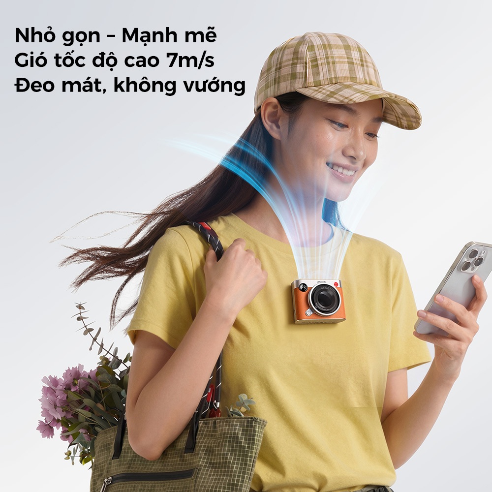 Aecooly Click Retro Quạt Cầm Tay Mini 7m/s Quạt Tích Điện Mini Nam Châm Quạt Đeo Cổ Đeo Eo Gió Mạnh Không Ồn Pin Lâu Màn Hình LED Quạt Mini Cầm Tay Quạt Tích Điện Pin Trâu