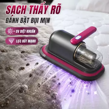 Máy Hút Bụi Giường Nệm Không Dây, Máy Hút Bụi Chăn Ga Gối Đệm Diệt Khuẩn Bằng Tia UV, Lực Hút Mạnh, Lõi Lọc HEPA