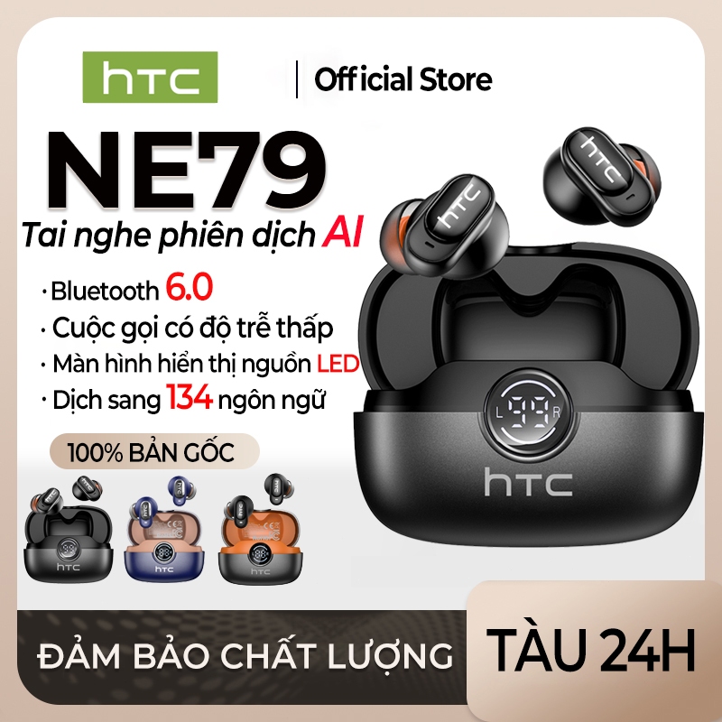 HTC NE79 Tai Nghe Phiên Dịch AI Tai nghe Bluetooth 6.0 Hỗ trợ dịch 134 ngôn ngữ HiFi HD Chống ồn Kết nối nhanh Có micro Hỗ trợ ASMR Hỗ trợ Android và iOS