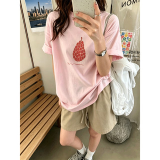 2026 Mới Cổ Tròn Thương Hiệu Mới 100% cotton Lười Rời Hoạt Hình In Hình Áo Thun Nữ Tay Ngắn