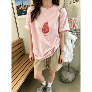 2026 Mới Cổ Tròn Thương Hiệu Mới 100% cotton Lười Rời Hoạt Hình In Hình Áo Thun Nữ Tay Ngắn