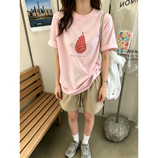 2026 Mới Cổ Tròn Thương Hiệu Mới 100% cotton Lười Rời Hoạt Hình In Hình Áo Thun Nữ Tay Ngắn