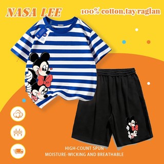 [Giao hàng trong ngày] Quần Short ngắn tay Cotton màu đỏ dành cho trẻ em Hoạt hình Cặp đôi dễ thương Họa tiết động vật nhỏ Khâu in 3-16 tuổi Bé trai Bé gái Bộ đồ hai mảnh thông thường