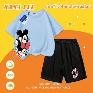 [Giao hàng trong ngày] Quần Short ngắn tay Cotton màu đỏ dành cho trẻ em Hoạt hình Cặp đôi dễ thương Họa tiết động vật nhỏ Khâu in 3-16 tuổi Bé trai Bé gái Bộ đồ hai mảnh thông thường