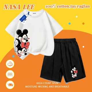 [Giao hàng trong ngày] Quần Short ngắn tay Cotton màu đỏ dành cho trẻ em Hoạt hình Cặp đôi dễ thương Họa tiết động vật nhỏ Khâu in 3-16 tuổi Bé trai Bé gái Bộ đồ hai mảnh thông thường