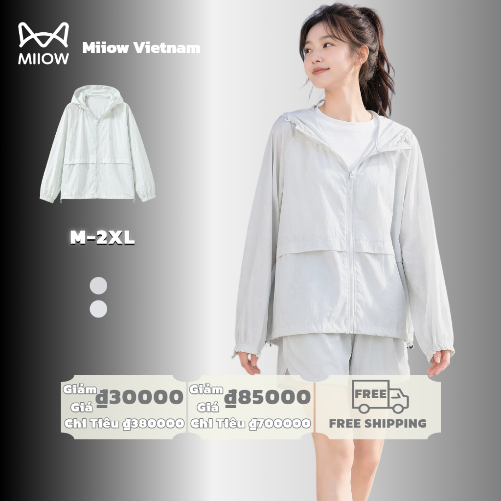 MiiOW Áo Khoác Chống Nắng Nữ Vải Sợi Dệt Mỏng Nhẹ Hở Lưng Đi Biển Dã Ngoại Ngoài Trời UPF50+