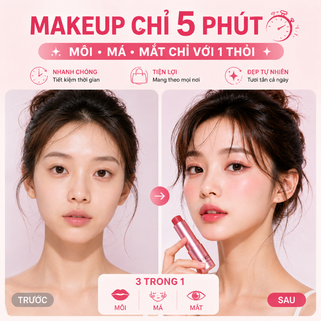 Son môi dưỡng ẩm SKYKO 3 trong 1 Blush Stick 6 màu