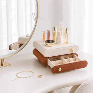 CASEGRACE Hai Lớp Phụ Kiện Hộp Tổ Chức Đồng Hồ Da Hộp Trang Sức Có Khóa Nhung Hộp Bảo Quản Trang Sức