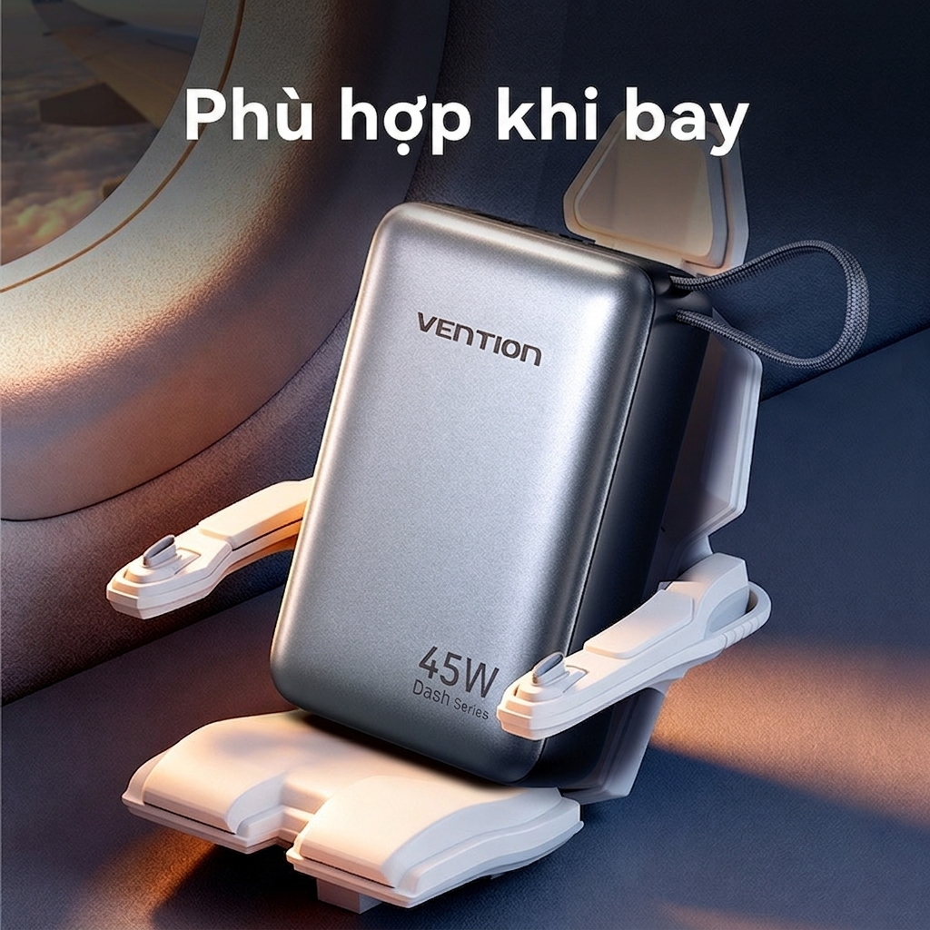 Vention Bộ Sạc Dự Phòng  20000mAh PD 45W | Sạc Nhanh Type-C PD Đa Năng | Cho iPhone 16 Pro Max & Samsung S24 Ultra | Bảo Hành Chính Hãng