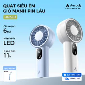 Quạt mini cầm tay Aecooly Halo 03 led Màn Hình sạc quạt để bàn Quạt cầm tay cầm tay 5 tốc độ USB có thể sạc lại Mini cá nhân chạy bằng pin Quạt làm mát bỏ túi nhỏ