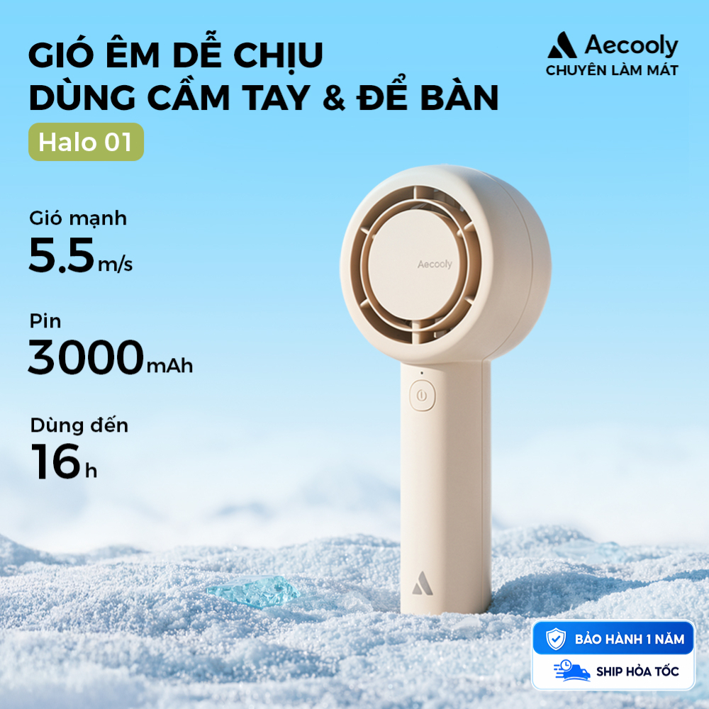Aecooly Halo 01 Quạt cầm tay mini Quạt Turbo cầm tay cầm tay Aecooly [Thời gian làm mát tối đa 24H], Quạt Mini sạc USB 5 tốc độ