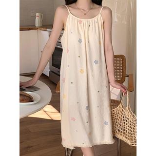 Đầm ngủ dáng dây cotton 100% bán chạy nhất | Đồ ngủ nữ mùa hè hot trend INS phong cách cá tính thời trang thoải mái