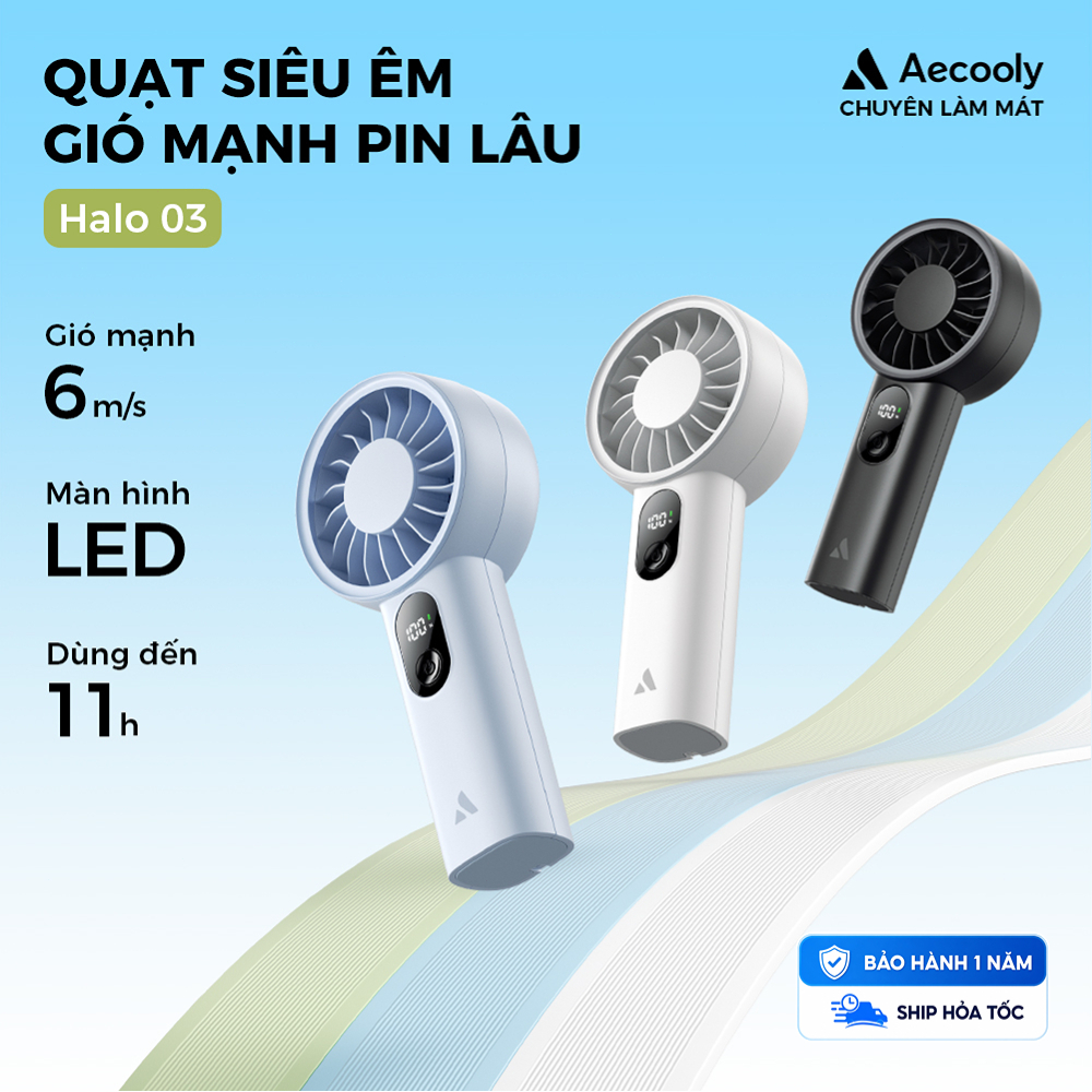 Quạt cầm tay cầm tay Aecooly Mighty | Thời gian làm mát tối đa 20H | 3 chế độ linh hoạt | Gió 5 Tốc Độ | Hiển thị mức pin | Pin cá nhân Mini có thể sạc lại USB, Quà tặng cho W
