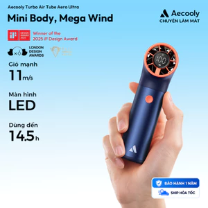 Aecooly Aero Ultra Quạt cầm tay mini Quạt tốc độ cao cầm tay Quạt 4500mAh Mini di động 6 tốc độ Làm mát mạnh mẽ cho mùa hè ngoài trời
