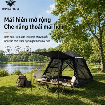 Lều Cắm Trại tự bung, PINEVALL FIREFLY, lều dã ngoại gấp gọn ngoài trời, chống tia UV, chống thấm nước, lều tự giãn nở phù hợp 6-8 người Thích hợp cho cắm trại, dã ngoại,