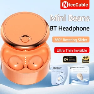 Siêu Mỏng Vô Hình 360° Thiết kế thanh trượt xoay Tuổi thọ pin dài Giảm tiếng ồn thông minh Giấc ngủ Mini Bean Tai nghe Bluetooth 6.0 không dây
