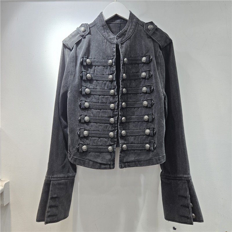 Mùa Thu 2025 - Áo Khoác Denim Ngắn Với Chi Tiết Kim Loại Sườn Khóa, Phong Cách Cổ Điển