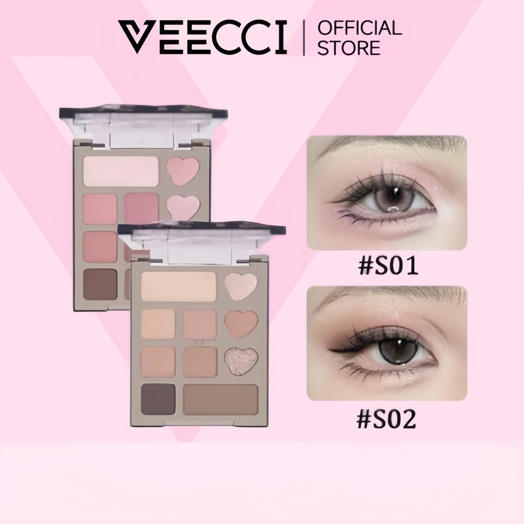 VEECCI Bảng Phấn Mắt 10 Ô Bảng Phấn Mắt Hồng Nhũ Lâu Dài Trang Năng Mịn Dễ Tán  mịn (4.2g)