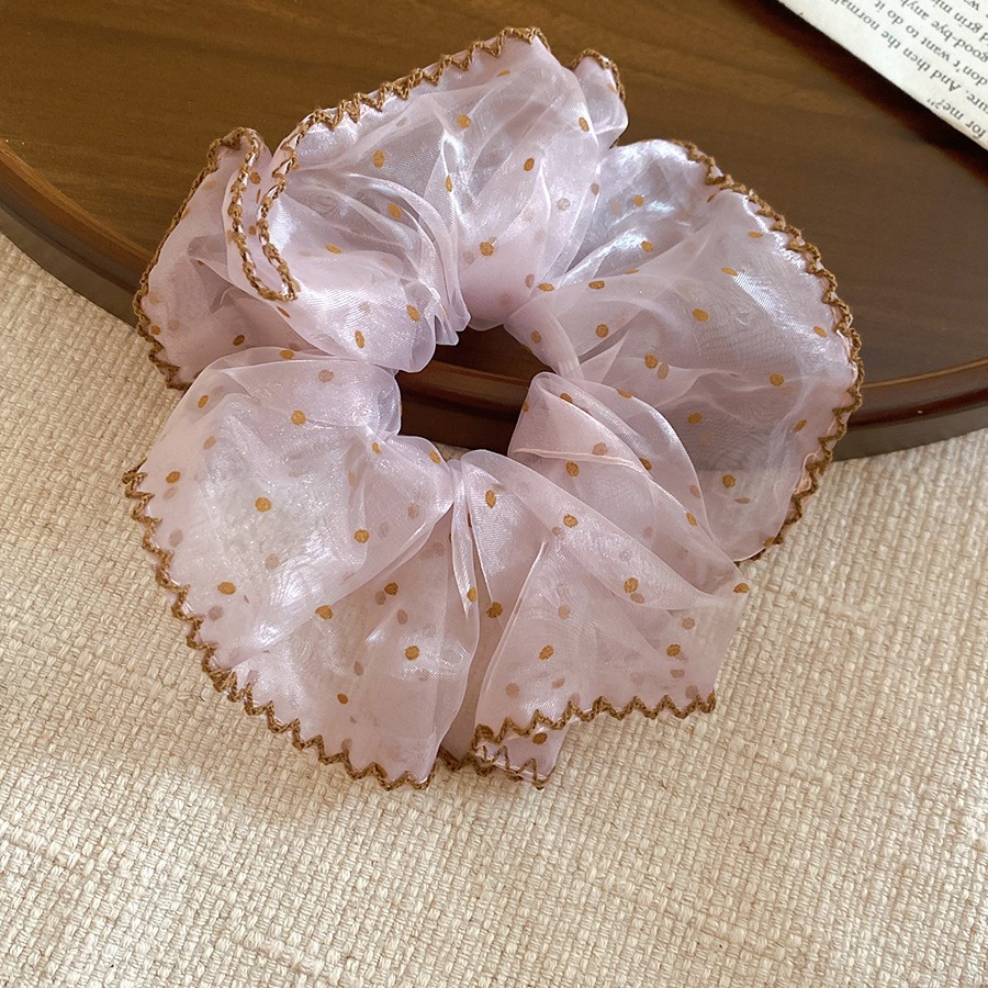 Lưới lớn Chấm bi có viền ren, Dây buộc tóc Organza thanh lịch, Phụ kiện tóc thông thường ngọt ngào dành cho nữ Trang phục hàng ngày & cô dâu