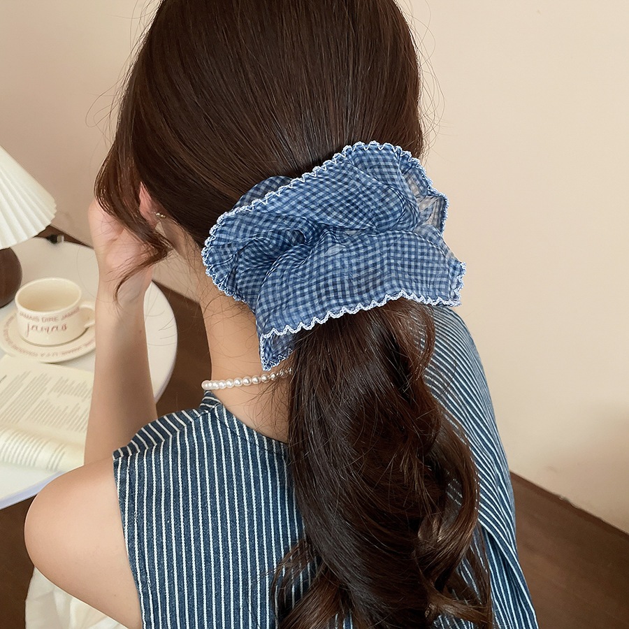 Lưới lớn Chấm bi có viền ren, Dây buộc tóc Organza thanh lịch, Phụ kiện tóc thông thường ngọt ngào dành cho nữ Trang phục hàng ngày & cô dâu