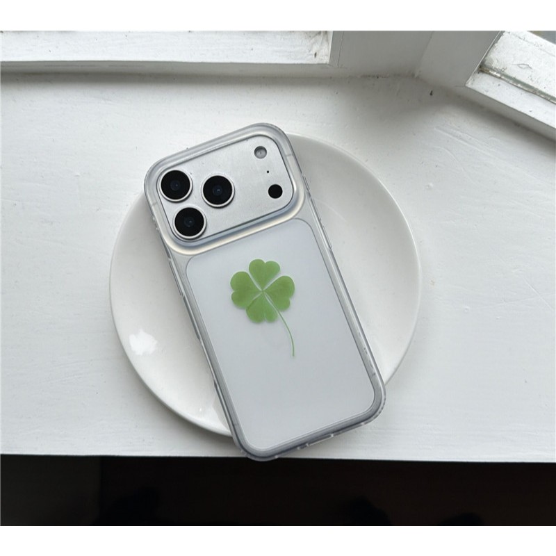 IPhone 17 Pro max Sandblasted Họa tiết cỏ bốn lá Chất liệu TPU Vỏ điện thoại xử lý IMD