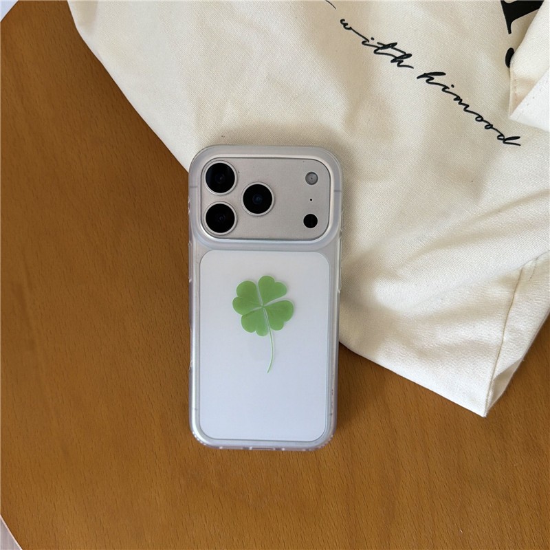 IPhone 17 Pro max Sandblasted Họa tiết cỏ bốn lá Chất liệu TPU Vỏ điện thoại xử lý IMD