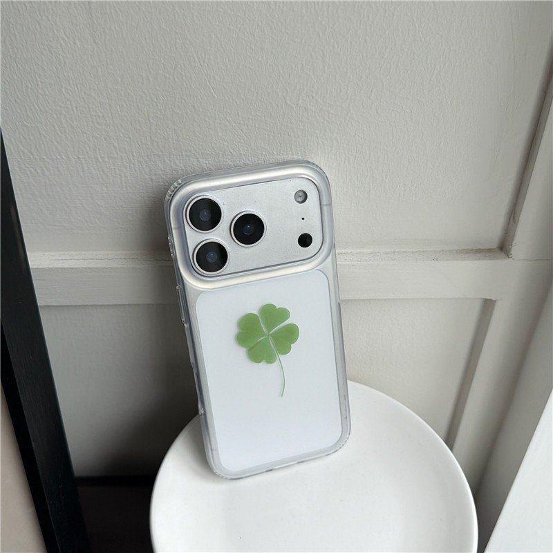 IPhone 17 Pro max Sandblasted Họa tiết cỏ bốn lá Chất liệu TPU Vỏ điện thoại xử lý IMD