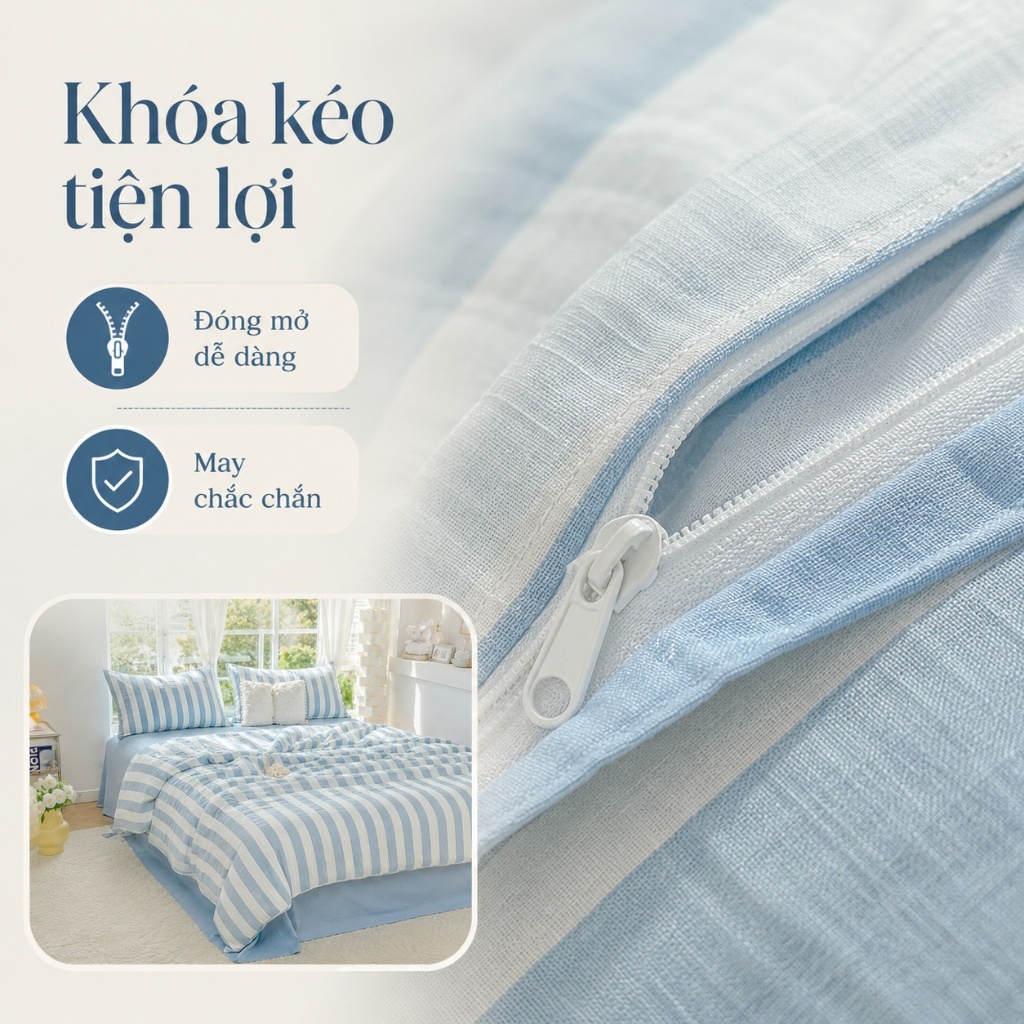 Bộ ga giường cotton 100% hàng có sẵn, mềm mại, thoáng mát, giặt máy không phai màu dùng 4 mùa
