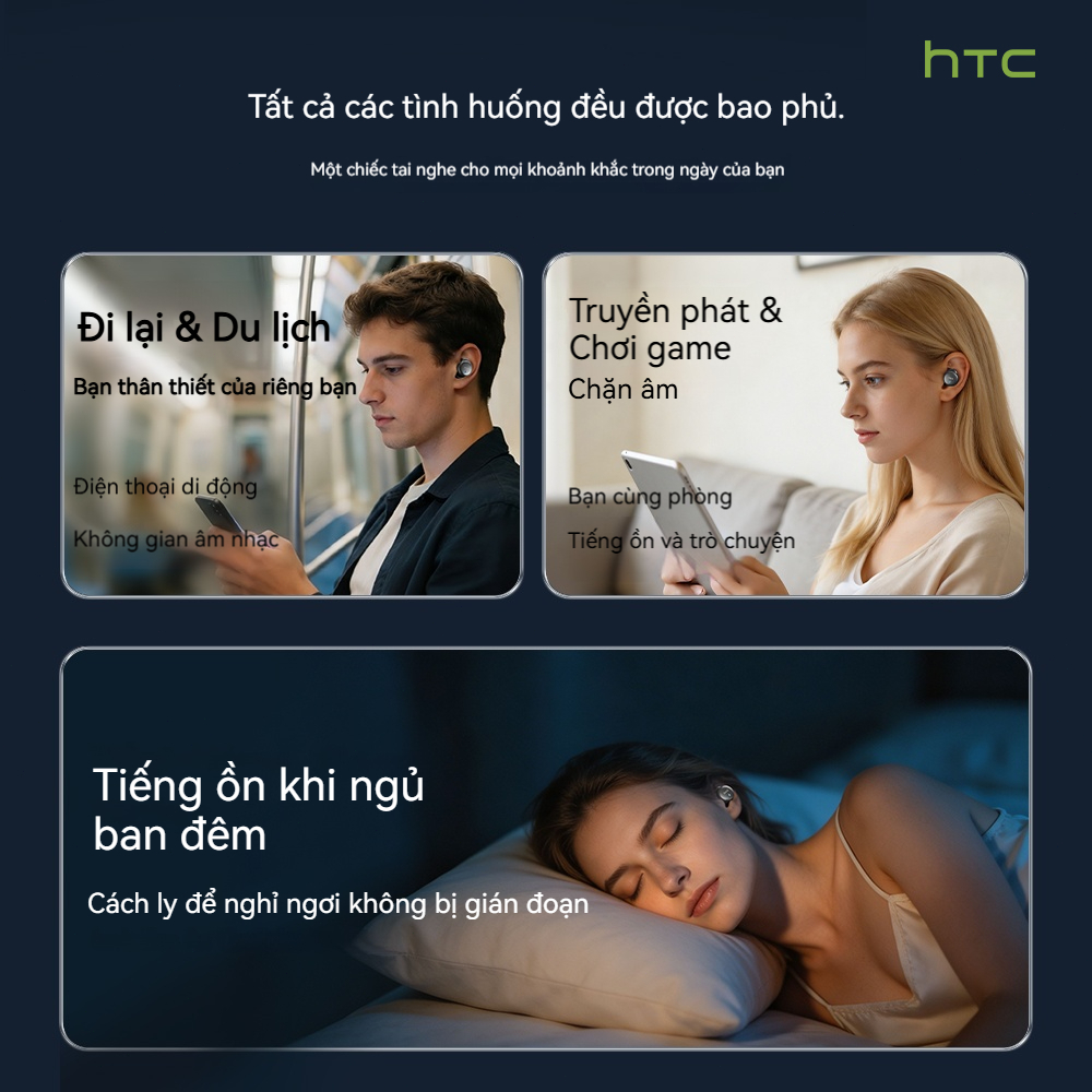 HTC NE92 Bluetooth 6.0 Tai nghe chuyên dụng khi ngủ TWS Tai nghe Bluetooth không dây Tích hợp micro kép Âm thanh HiFi HD Khử tiếng ồn khi đàm thoại Kết nối nhanh Độ trễ thấp Cửa hàng HiFi