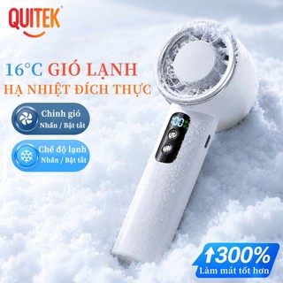 [Mới 2026] Quạt cầm tay QUITEK Tốc độ cao, 100 cấp độ gió, kèm tấm chườm lạnh làm mát tức thì