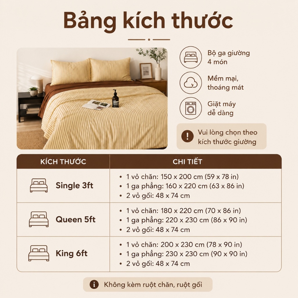 Bộ ga giường cotton 100% mềm mại da không gây kích ứng, thoáng mát 4 mùa, máy giặt không phai màu
