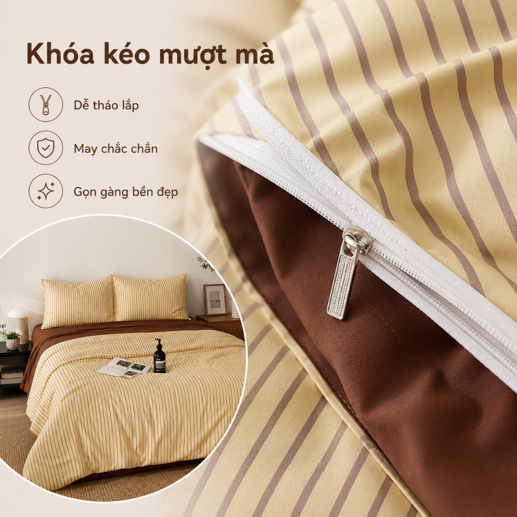 Bộ ga giường cotton 100% mềm mại da không gây kích ứng, thoáng mát 4 mùa, máy giặt không phai màu