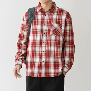 Mới Nam Công Sở Màu Đen Dài Tay Kiểm Tra Áo Sơ Mi Thời Trang Rời Cotton Kẻ Sọc Áo Sơ Mi Thường Ngày