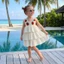 6M-4Y Bé Gái Xe Tăng Đầm Móc Hoa / Dâu Tây Không Tay Tầng Ruffle Cake Dress