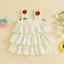 6M-4Y Bé Gái Xe Tăng Đầm Móc Hoa / Dâu Tây Không Tay Tầng Ruffle Cake Dress