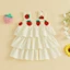 6M-4Y Bé Gái Xe Tăng Đầm Móc Hoa / Dâu Tây Không Tay Tầng Ruffle Cake Dress