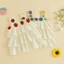 6M-4Y Bé Gái Xe Tăng Đầm Móc Hoa / Dâu Tây Không Tay Tầng Ruffle Cake Dress