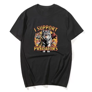 Tôi Ủng Hộ Predator Ngộ nghĩnh Meme Hổ Áo Phông Họa Tiết Nam Nữ Thời Trang 100% Cotton Tay Ngắn Quá Khổ Áo Thun Dạo Phố