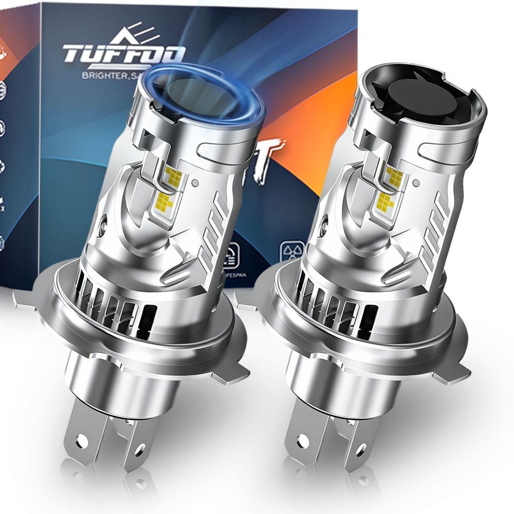 TUFFOO 1 Cặp H4 / 9003 / HB2 / H19 Bóng Đèn Pha LED Cho Xe Hơi 6000K Trắng DC12V T3V