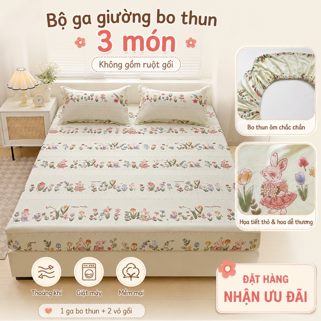 Bộ 3 Tấm Chăn Giường Ôm Cotton 100% Hiện Hàng Sẵn Giao, Dùng 4 Mùa Phù Hợp Khí Hậu Việt, Mềm Mại Thân Thiện Da, Giặt Máy Không Phai Màu, Thoáng Khí Tuyết Đối