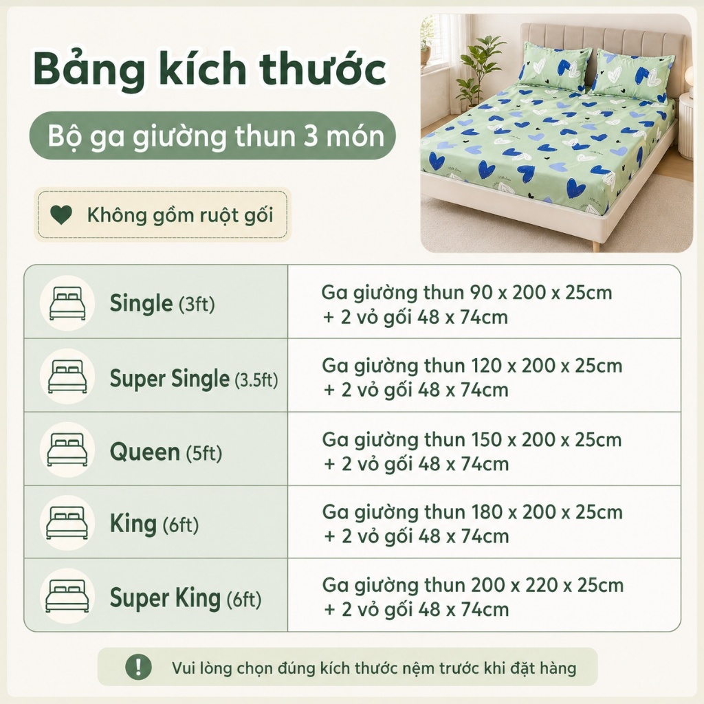 Bộ chăn ga 3 món cotton 100% chất lượng, thoáng mát không nóng, dễ giặt máy không phai màu