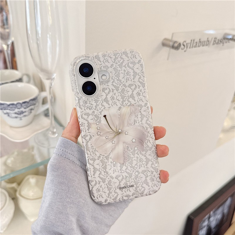 Ốp điện thoại iPhone 17 Pro max họa tiết hoa Lily Chất liệu TPU xử lý IMD