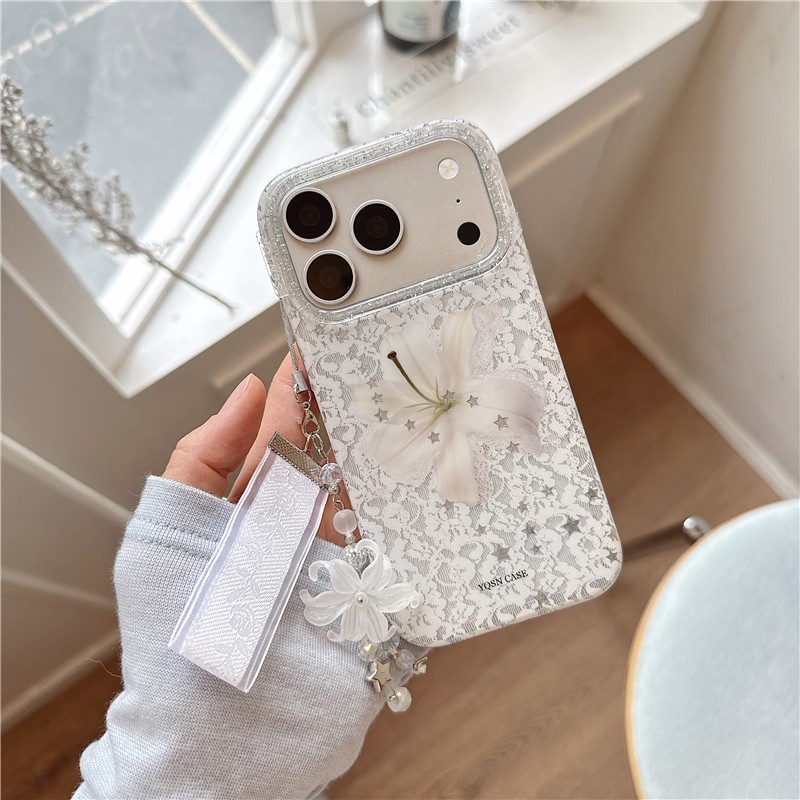 Ốp điện thoại iPhone 17 Pro max họa tiết hoa Lily Chất liệu TPU xử lý IMD