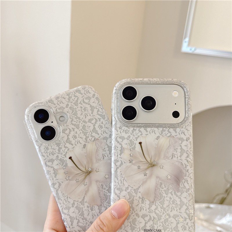 Ốp điện thoại iPhone 17 Pro max họa tiết hoa Lily Chất liệu TPU xử lý IMD