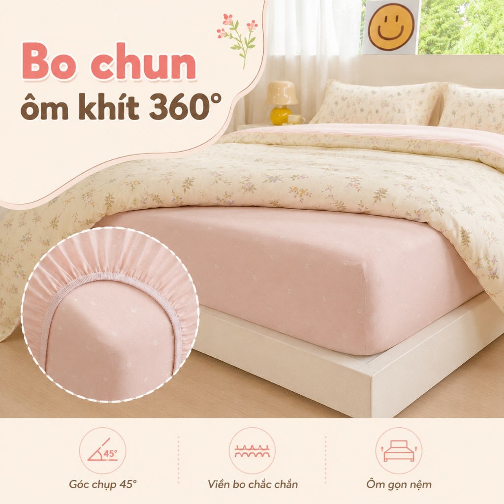Chăn ga ôm 4 món 100% cotton hàng sẵn, size đầy đủ, phù hợp khí hậu Việt, mềm mại, thoáng mát, không phai màu