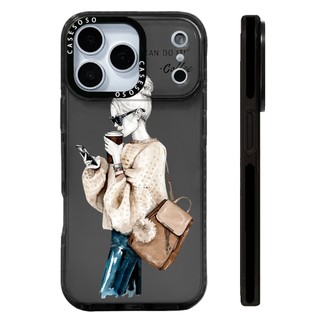Ốp Lưng Kính Mát Cà Phê Bé Gái Tương Thích Cho IPhone 11 14 15 16 Pro Max 12 13 Mini Cover X XR XS Max Silicone Mềm Trong Suốt Cản SE 2022 6 7 8 Plus Vỏ Chống Sốc