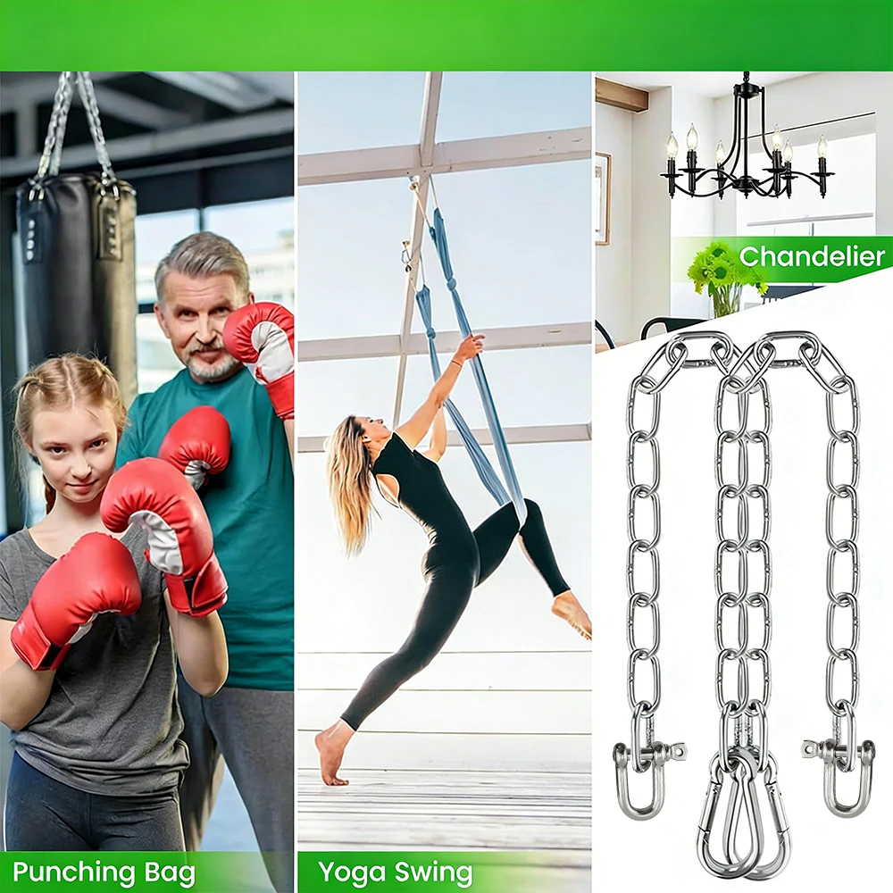 Dây chuyền thép không gỉ 304 với Carabiner 1-20M 2-4mm Chịu lực chống gỉ cho võng xoay Dây xích thú cưng Dây xích Quần áo DIY