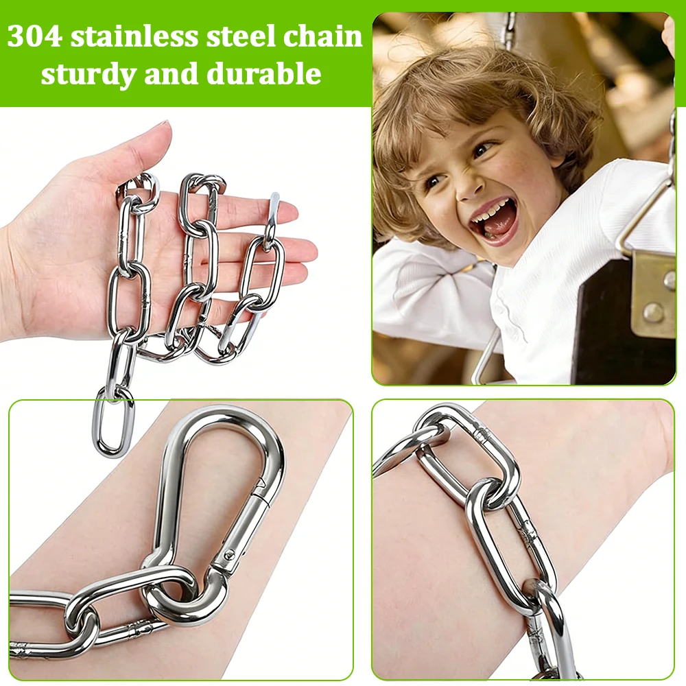 Dây chuyền thép không gỉ 304 với Carabiner 1-20M 2-4mm Chịu lực chống gỉ cho võng xoay Dây xích thú cưng Dây xích Quần áo DIY