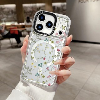 Vỏ sạc từ tính không dây Vine Florals tương thích cho IPhone11 12 13 14 15 16 Pro Max Cover 14 15 16 PLUS Vỏ silicon mềm trong suốt chống sốc