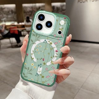 Vỏ sạc từ tính không dây Vine Florals tương thích cho IPhone11 12 13 14 15 16 Pro Max Cover 14 15 16 PLUS Vỏ silicon mềm trong suốt chống sốc